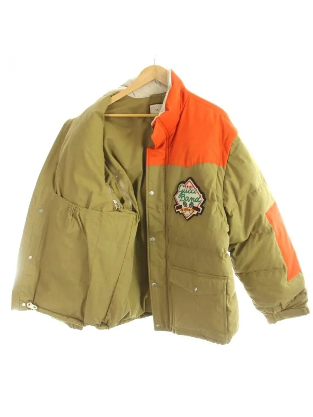 Gucci Down Vest 2-Way Patch Logo 50 Orange Brown MW